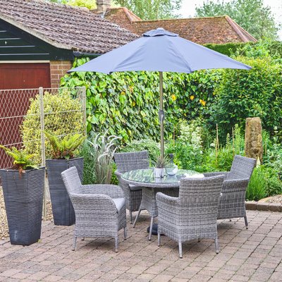 LG Outdoor Monaco Stone 4 Seat Dining Set with 2.5m Parasol