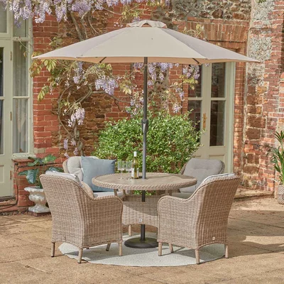 LG Outdoor St Tropez Sand 4 Seat Set with 2.5m Parasol - image 1