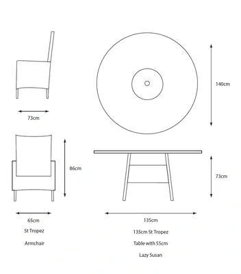 LG Outdoor St Tropez Sand 6 Seat Set with Lazy Susan & 3m Parasol - image 4