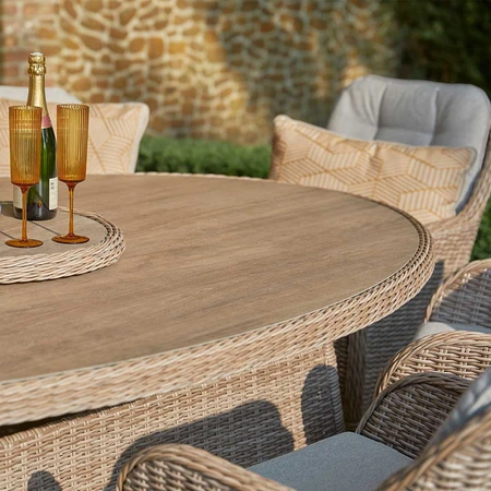 LG Outdoor St Tropez Sand 8 Seat Set with Lazy Susan & 3m Parasol - image 2