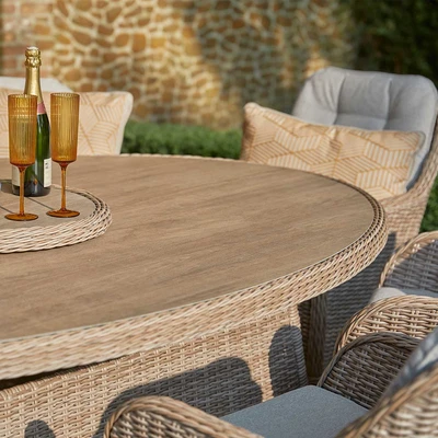 LG Outdoor St Tropez Sand 8 Seat Set with Lazy Susan & 3m Parasol - image 2
