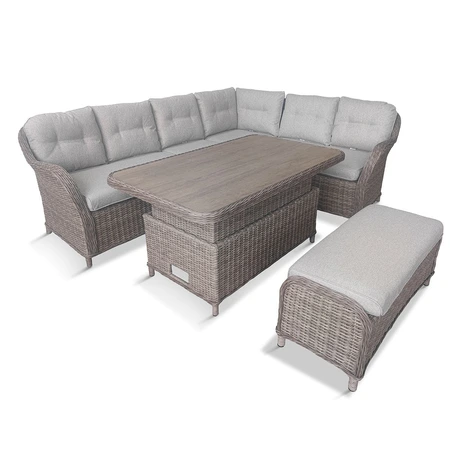 LG Outdoor St Tropez Sand Rectangular Dining Modular Set with Adjustable Table