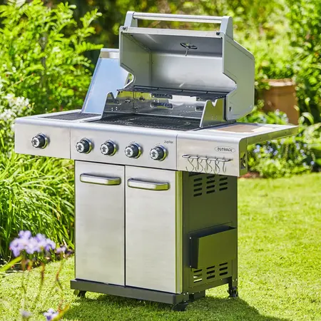 Outback Jupiter 4 Burner Hybrid BBQ with Choping Board - Stainless Steel - image 2
