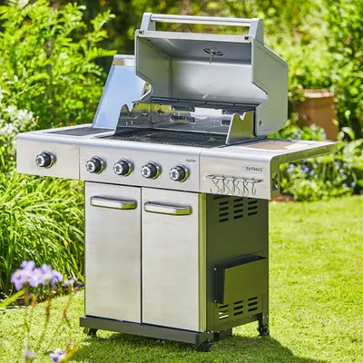 Outback Jupiter 4 Burner Hybrid BBQ with Choping Board - Stainless Steel - image 2