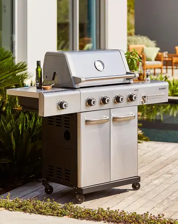 Outback Jupiter 4 Burner Hybrid BBQ with Choping Board - Stainless Steel - image 1