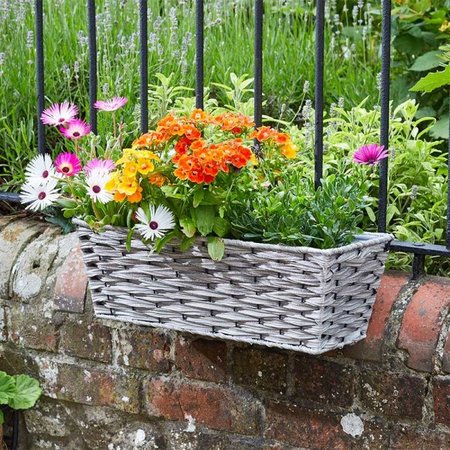 Smart Garden 19” Bari Faux Rattan Planter - Soft Grey - image 2