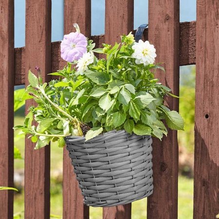 Smart Garden 8” Faux Rattan Hanging Pot - Slate