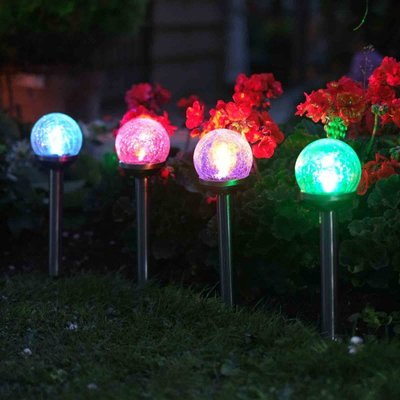 Smart Garden Solar Crackle Globe - Stainless Steel - 5 Pack - image 1