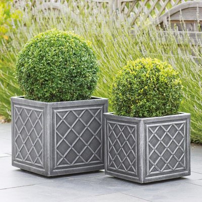 32cm Sq.Lead Effect Planter - image 2
