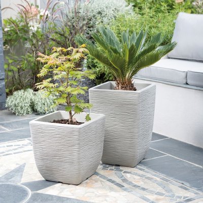 Stewart Cotswold Planter 33cm Tall Square - Limestone Grey - image 2