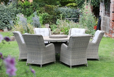 Supremo Lyra 6 Seat Round Dining Set with Lazy Susan - image 2