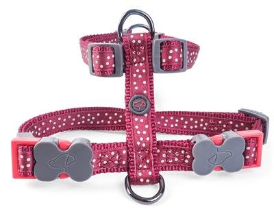 Zoon Burgundy Polka Dog Harness - Large