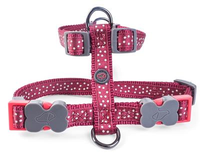 Zoon Burgundy Polka Dog Harness - Large