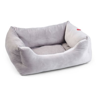 Zoon Silver Grey Velour Square Bed - Small - image 1