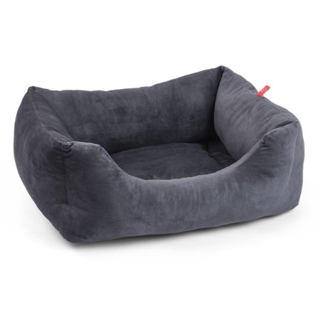 Zoon Velour Charcoal Grey Square Bed - Large - image 1